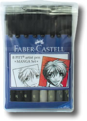 Faber Castell Pitt Artist Brush Pen - Manga Wallet Set 8