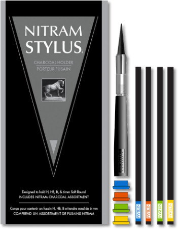 Nitram Charcoal Stylus pack with 4 coloured buttons and 4 charcoals