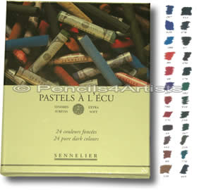 Sennelier Pastels Soft A L'Ecu - Box 24 Pure Dark Colours