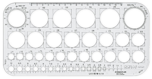 Staedtler Mars Circle Template Stencil 45 Circles from 1mm to 36mm 576 01 F 