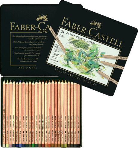 Faber Castell Pitt Pastel Pencils Tin of 24 Colin Bradley Selection
