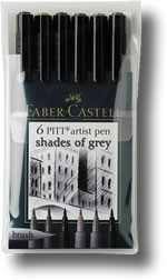 Faber-Castell PITT Artist Pen 6er Etui Shades of grey 
