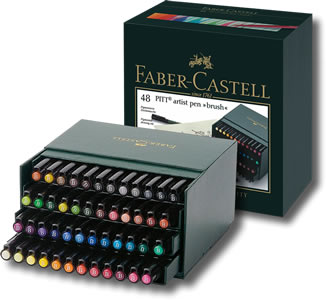 slijm decaan Comorama Faber Castell Pitt Artist Brush Pen - Gift Box 48 - Pencils4artists