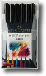 6 PITT Artist Pens brush Basic UK Seller FABER CASTELL 
