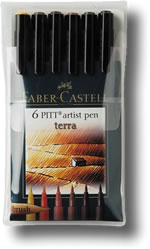 Faber Castell Pitt Artist Brush Pen - Set of 6 Terra Colours