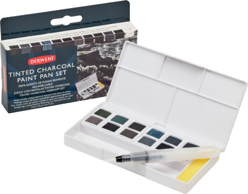 Derwent Tinted Charcoal Paint Pans Pocket Set of 12