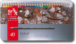 Caran D'Ache Pablo Water Resistant Coloured Pencils Tin of 40