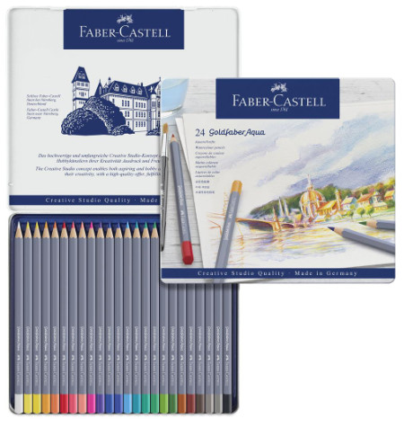 Faber Castell Goldfaber Aqua Watercolour Pencil - Tin of 24