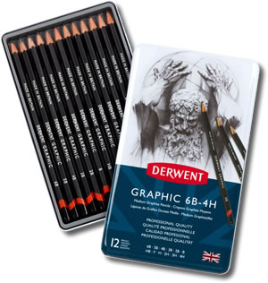 Derwent Graphic Pencils Tin of 12 Medium Grades