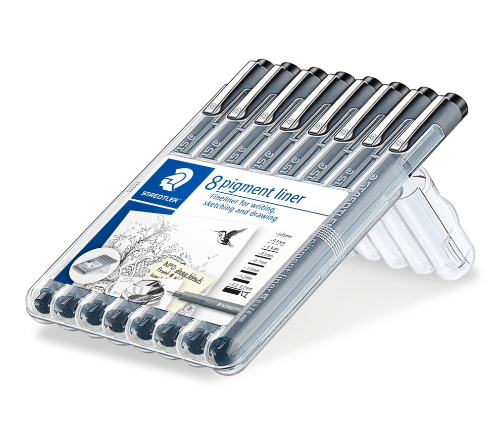 Staedtler Pigment Liner Pens - Pack of 8