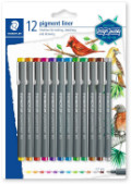 Staedtler Pigment Liner Pens Colour Pens Set of 12 0.5mm