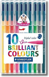 Staedtler Triplus Colour Pens - Desktop box of 10 Colours