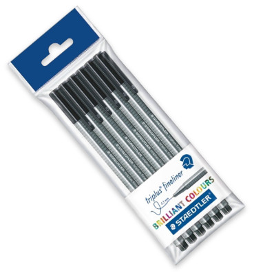 Staedtler Triplus Fineliner Pens - Wallet of 6 Black Pens