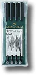 Faber Castell Pitt Artist Pen - Wallet 4 Black 1