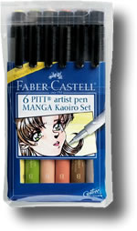Faber Castell Pitt Artist Brush Pen - Kaoiro Manga Set 6