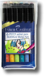Faber Castell Pitt Artist Brush Pen - Shojo Manga Set 6