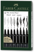 Faber Castell Pitt Artist Pen - Wallet of 8 Black #1