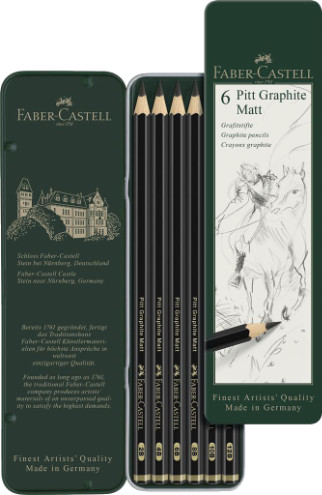 Faber Castell Matt Graphite Pencil - Tin of 6