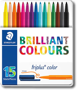 Staedtler Triplus Colour Pens - Tin of 15 Colours
