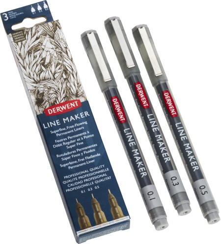 Derwent Graphik Line Maker Pens - Graphite Grey Pack of 3