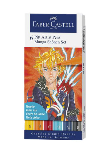 Faber Castell Pitt Artist Brush Pen - Shonen Manga Set 6