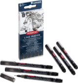 Derwent  Line Maker Pens - Black Pack of 6