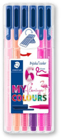 Staedtler Triplus Colour Pens - Desktop box of 6 Flamingo Colours