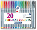 Staedtler Triplus Fineliner Pens - Desktop box of 20 Colours