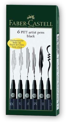 Faber Castell Pitt Artist Pen - Wallet of 6 Black