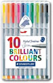 Staedtler Triplus Fineliner Pens - Desktop box of 10 Colours