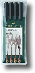 Faber Castell Pitt Artist Pen - Wallet of 4 Sepia 