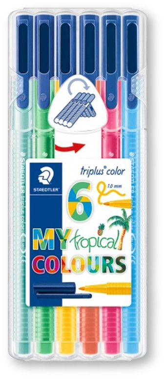 Staedtler Triplus Colour Pens - Desktop box of 6 Tropical Colours